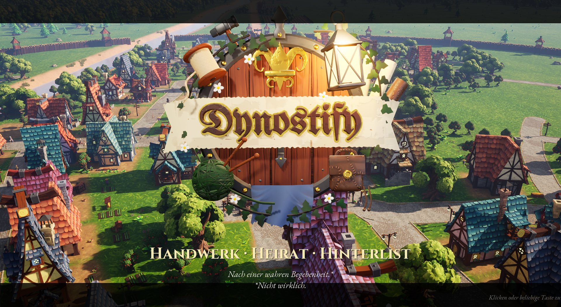 Das Dynostify-Wappen schwebt über der Stadt