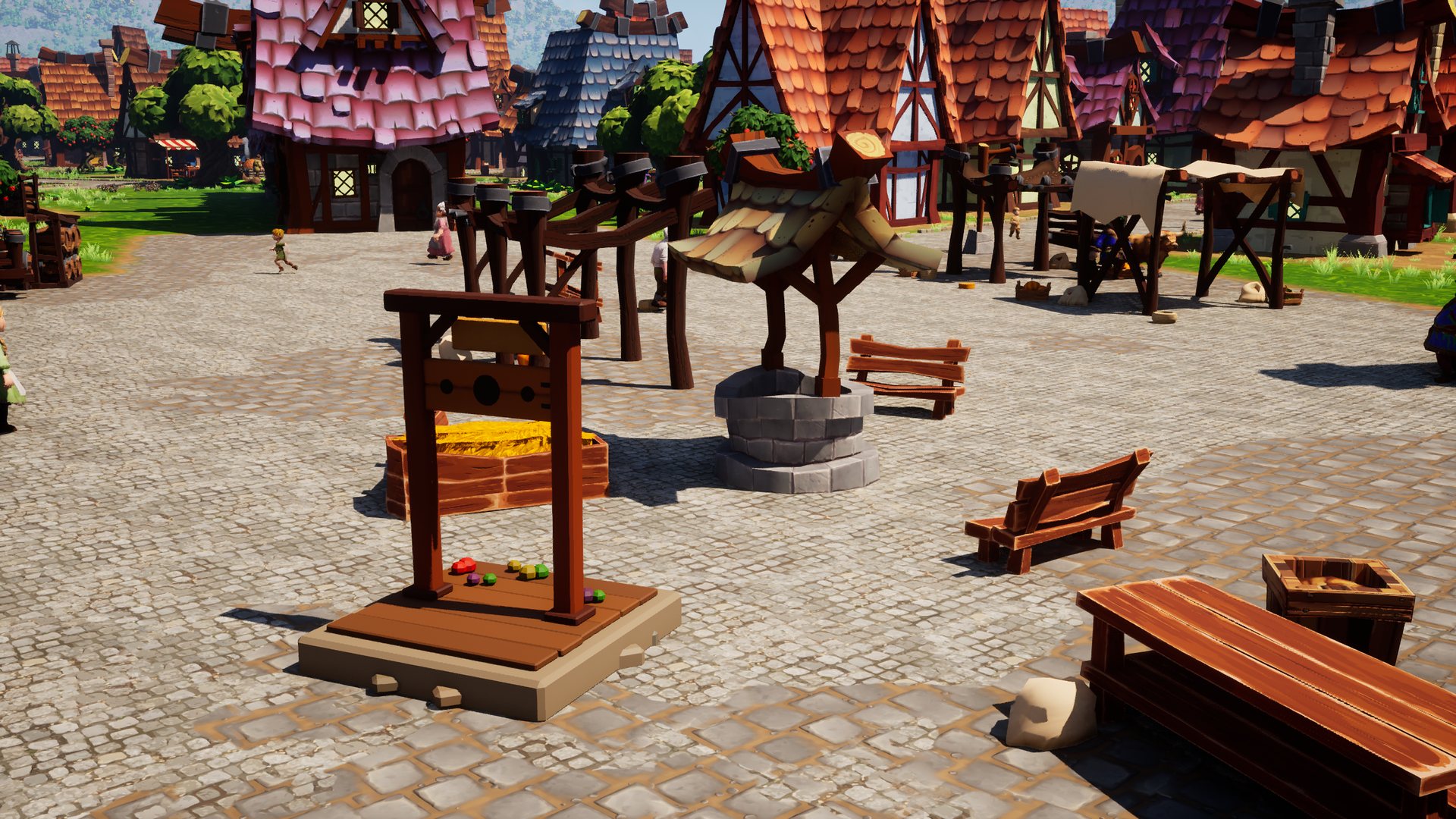 Der Pranger auf dem Marktplatz, dahinter der Brunnen